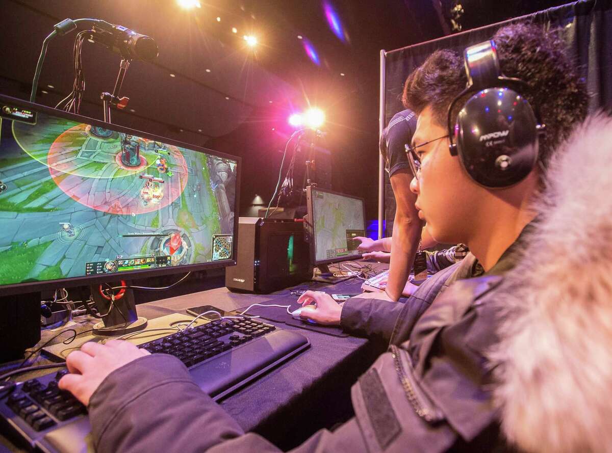 Woodstock Academy’s Jiacheng Ying competes in the CIAC eSports championship on Tuesday in Meriden.