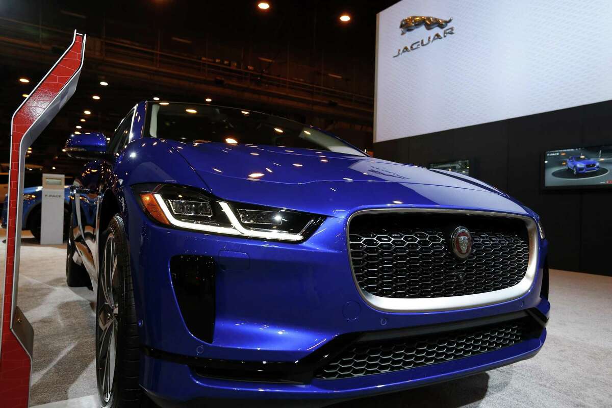 A Jaguar I-Pace electric car on display at the Houston Auto Show on Thursday, Jan. 24, 2019, in Houston.