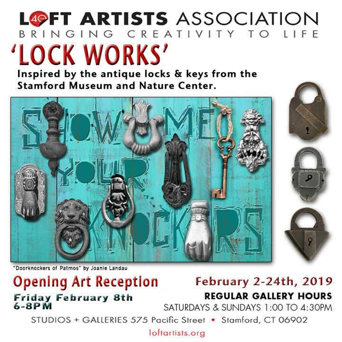 A portion of the Stamford Museum’s Yale and Towne lock and key collection will be on view at the Loft Artists Association's “Lock Works" opening reception Feb. 8.
