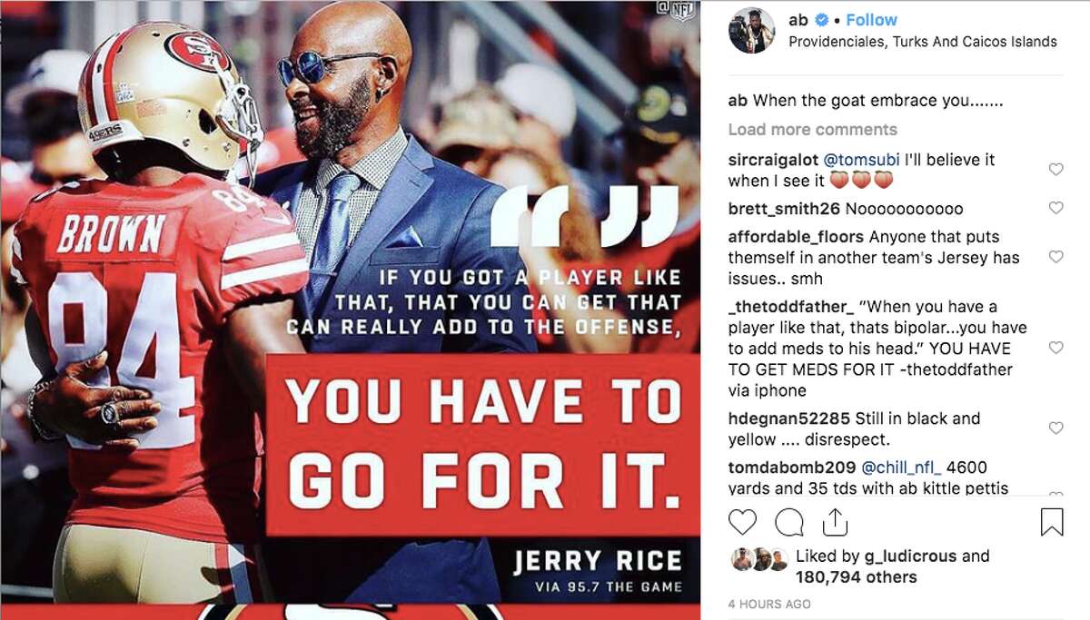 Antonio Brown posts photo of No. 84 49ers jersey with Jerry Rice 