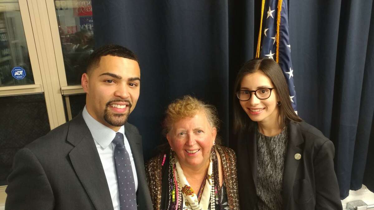New Haven attorney Erick Russell, left, was named vice chair of Connecticut’s Democratic State Central Committee, Audrey Blondin of Litchfield was re-elected as secretary, and Norwalk City Councilwoman Eloisa Melendez was chosen as treasurer on Jan. 23.