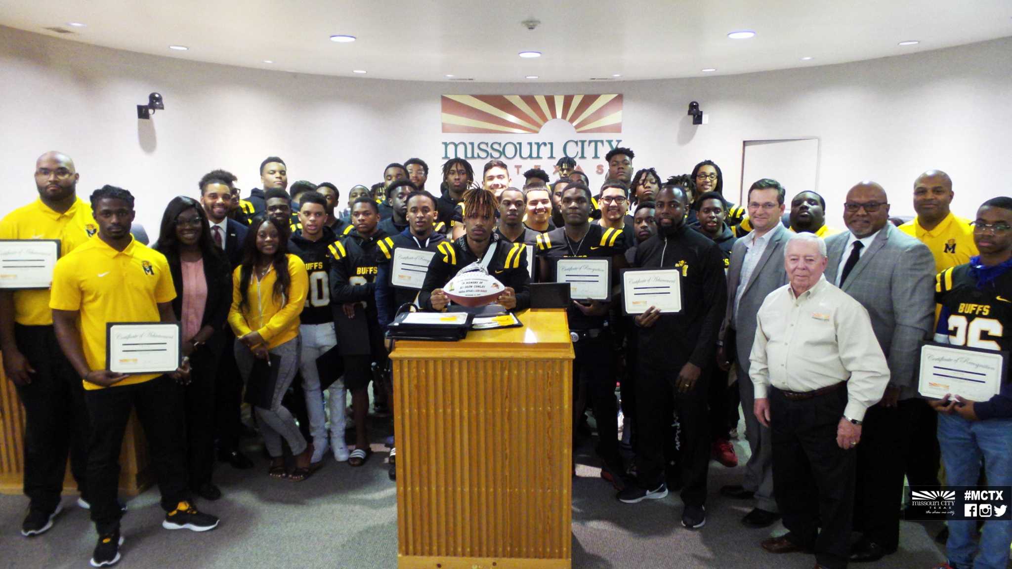 Missouri City officials honor Marshall High School football team and