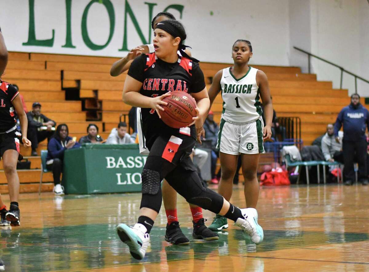 Central's Ishmar Ruiz drives to the basket during a game against Bassick on Friday at Bassick High in Bridgeport.