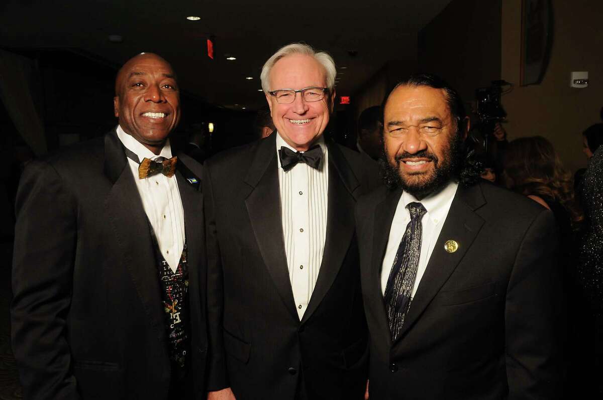 From left: Lynden Rose, Bill King and U.S. Rep Al Green at the Houston Hispanic Chamber of Commerce Annual Awards at the Hilton Americas Hotel Saturday Nov. 10, 2018.