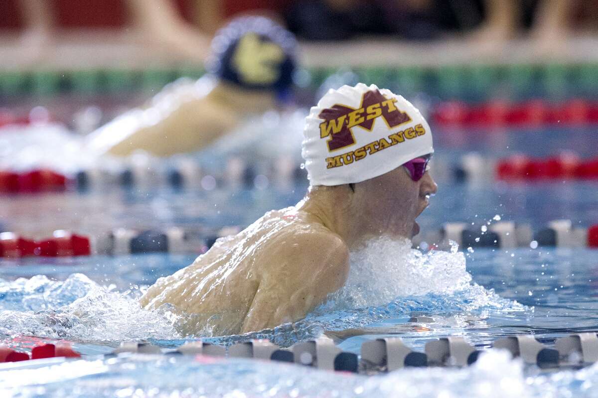 Tristan Richert of Magnolia West competes in the boys 200-yard individual medley during the District 21-5A Swimming & Diving Championships at the Tomball ISD Aquatic Center, Saturday, Jan. 26, 2019, in Tomball.