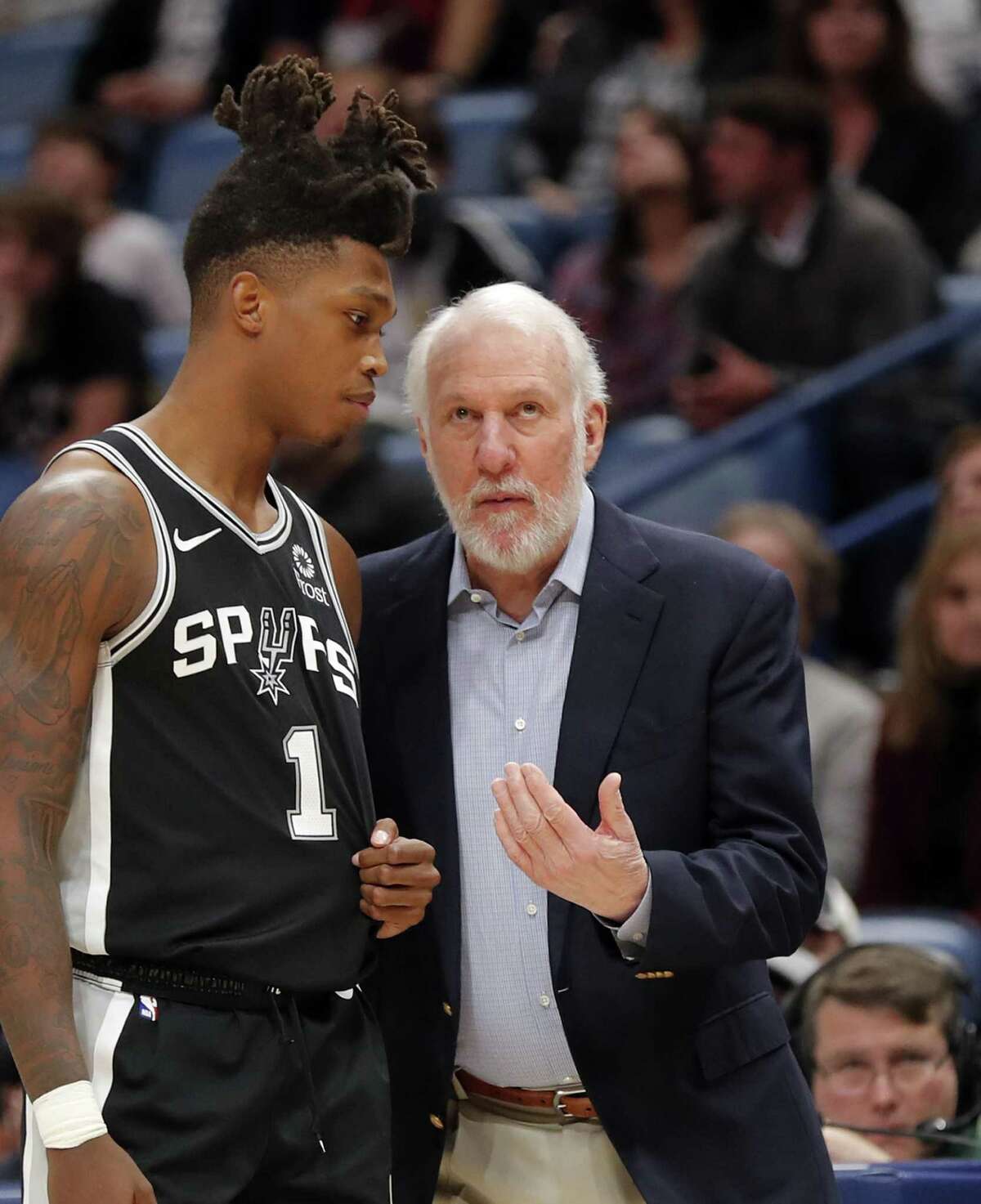 Spurs coach Gregg Popovich would like rookie guard Lonnie Walker IV to follow the same path as other Spurs have taken while improving in the G League.
