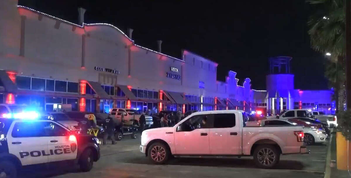 Two men were wounded after a brawl spilled over into gunfire outside a north Houston bar and club.