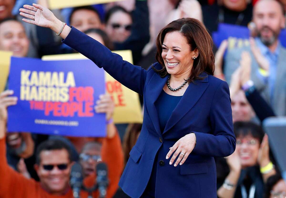California Senator Kamala Harris launched her presidential campaign at a rally at Frank Ogawa Plaza in Oakland, January 27, 2019.