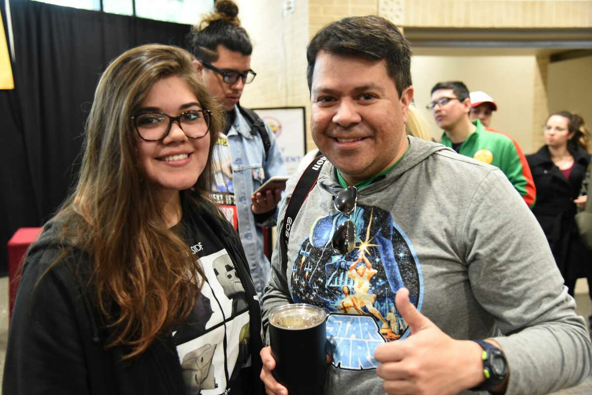 Julie San Miguel and JC Rodriguez pose for a photo during the Laredo STCE's Comic Con.