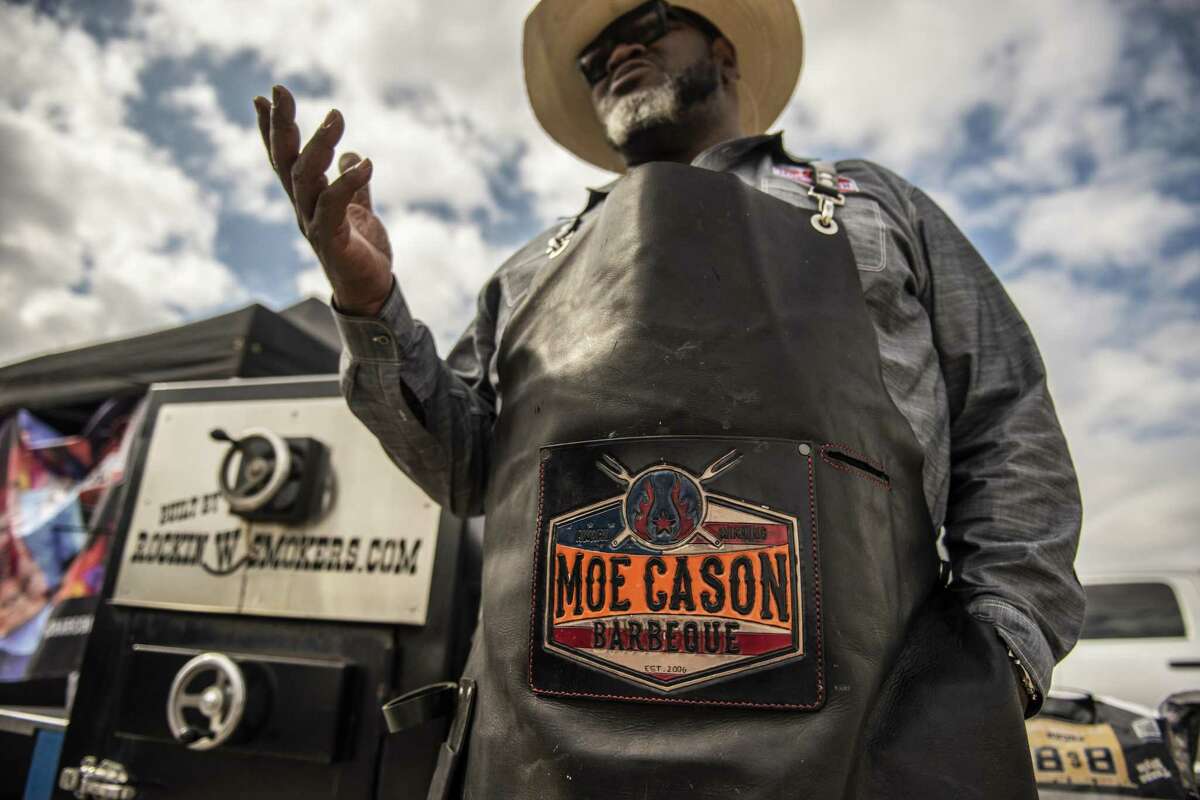 Moe Cason, of Des Moines, Iowa, made the trip to compete in the San Antonio Stock Show & Rodeo Bar-B-Que Cook-Off competition. Cason is a regular on Food Network as a barbecue expert.