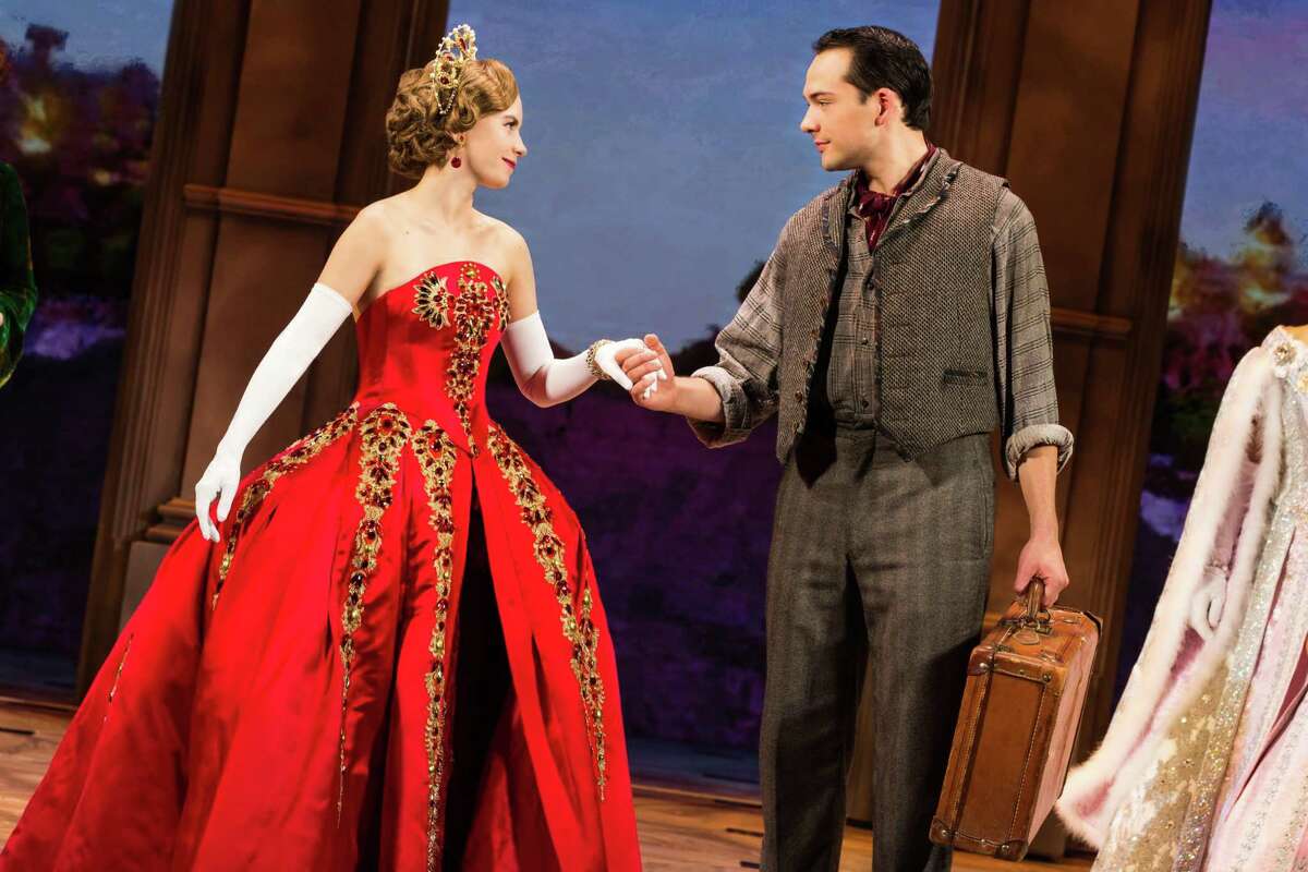 Lila Coogan (from left) and Stephen Brower star in the touring production of the musical “Anastasia” that’s coming to the Majestic Theatre.
