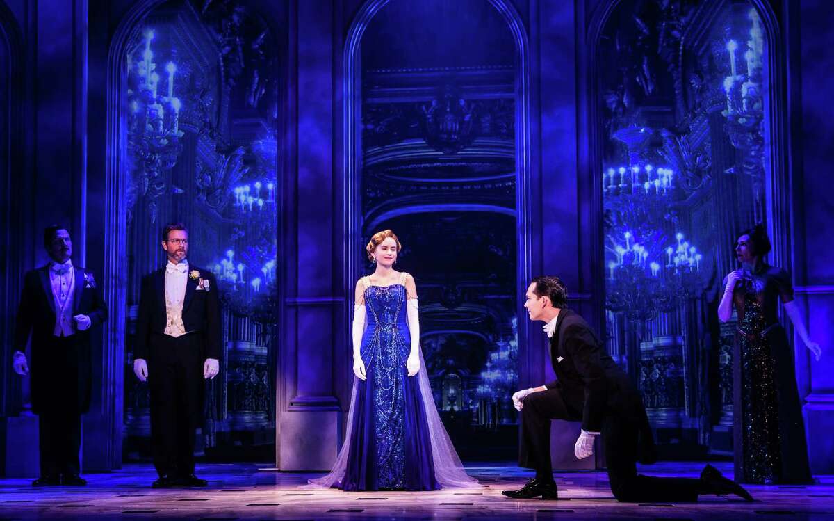 Lila Coogan and Stephen Brower (center) star in the national tour of “Anastasia” that’s coming to the Majestic Theare.