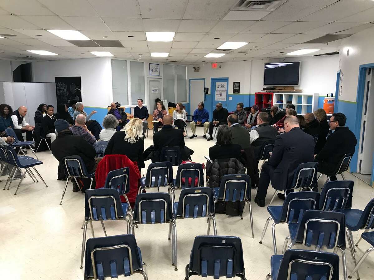 West Side residents and community leaders at a meeting at the Yerwood Center late Monday afternoon to discuss what kind of a new police chief Stamford should have.