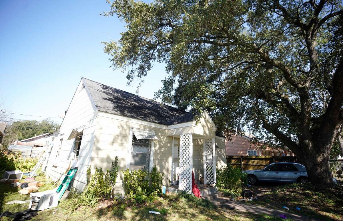 The home at 7815 Harding is shown Tuesday, Jan. 29, 2019 where five Houston Police Officers were shot in a gun battle while serving a search warrant on Monday. Police identified the two suspects who died as Rhogena Nicholas, 58, and Dennis Tuttle, 59.