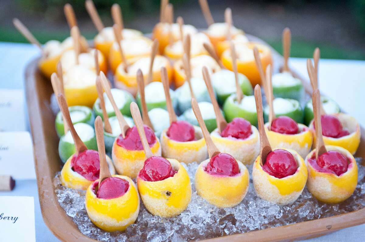A tray of sorbet catered by Wolfgang Puck Catering.