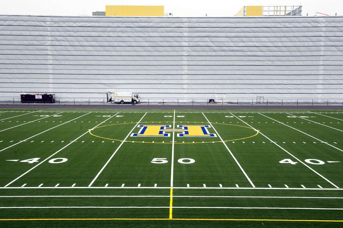 The football field behind the Harding High School, in Bridgeport.
