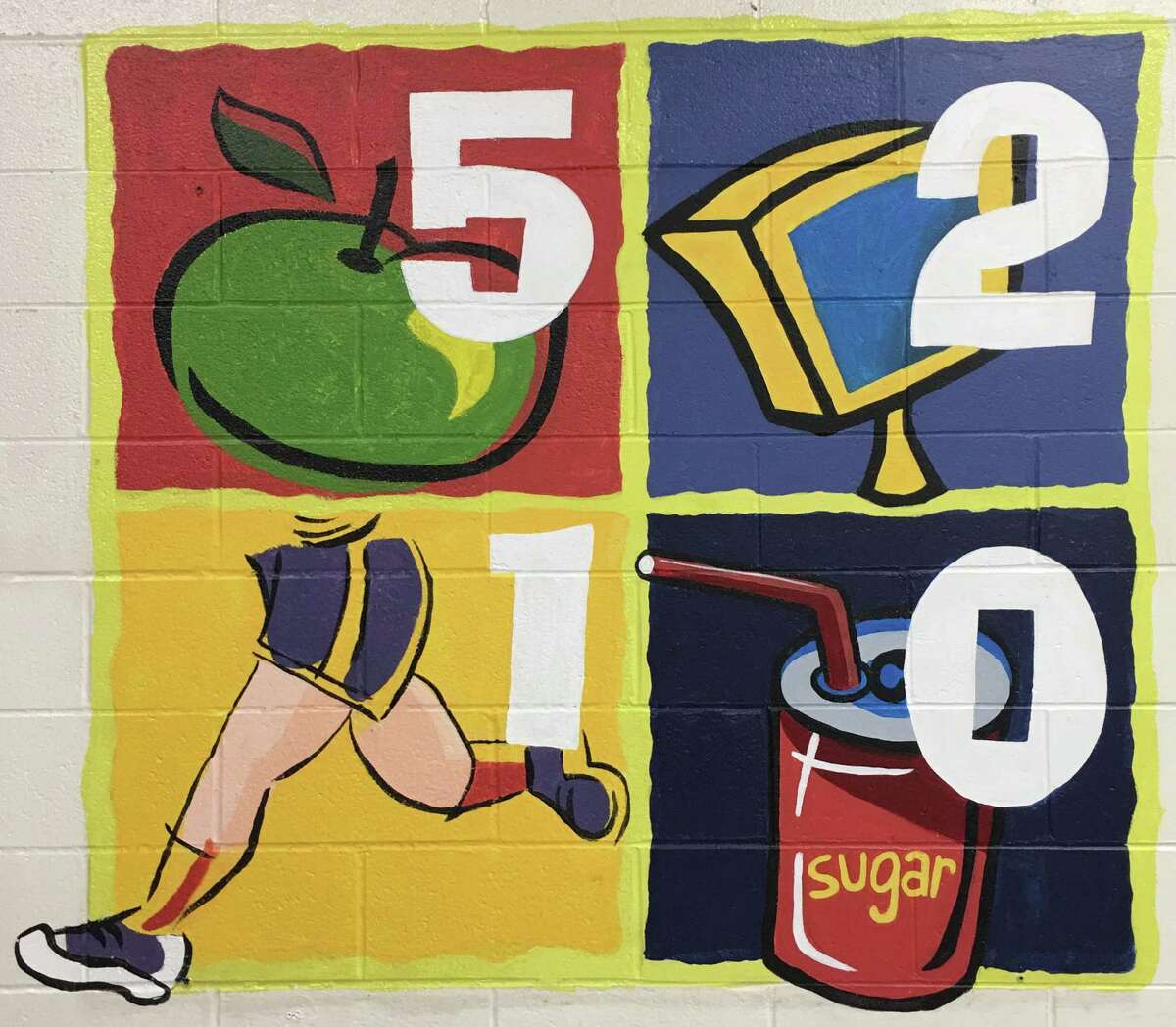 A mural encouraging students to eat healthily and stay physically active has been painted onto the cafeteria wall at Morris Street Elementary School in Danbury. The mural is part of Go! 5-2-1-0, a wellness message funded through the Anthem Foundation and promoted by the Regional YMCA of Western Connecticut.