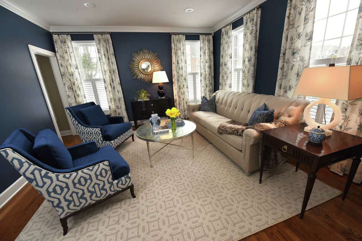 The living room in Traci and Joseph Roberto's home on Monday, March 12, 2018 in Loudonville, N.Y. Meghan Baltich was the grand prize winner in a home design contest and this living room was the winning room. (Lori Van Buren/Times Union)