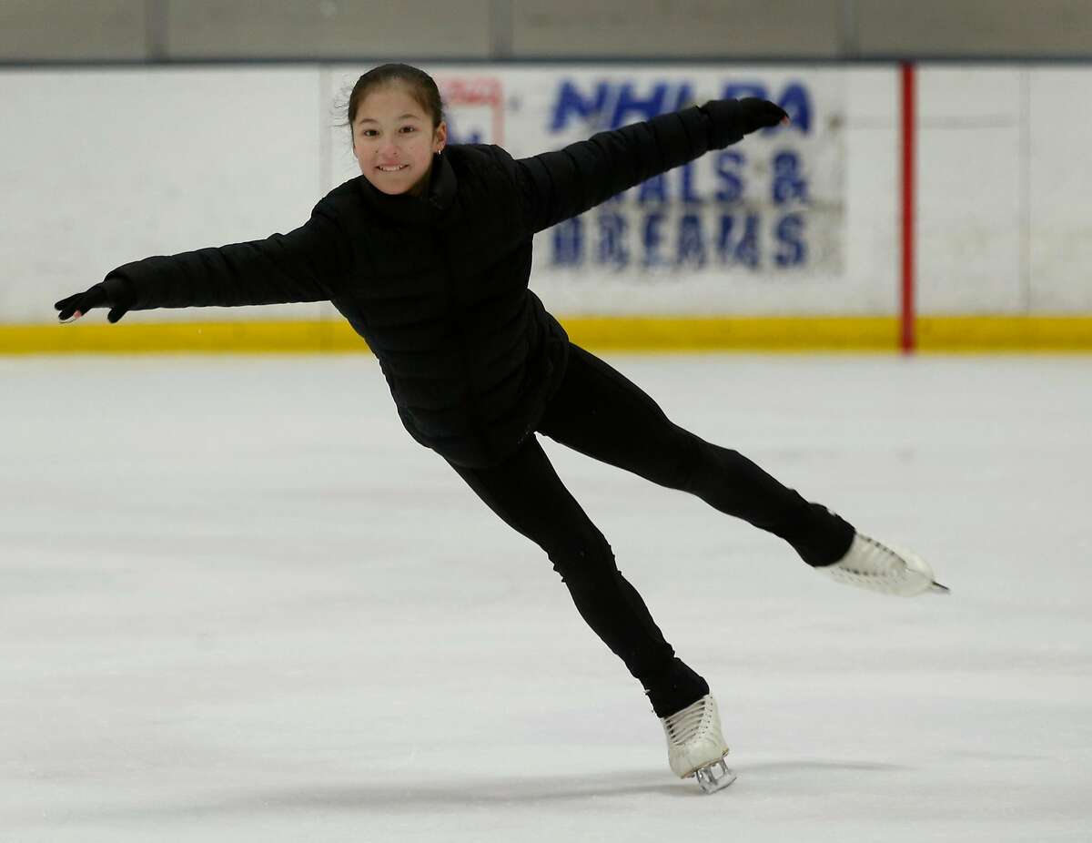Newly crowned U.S. Women's Figure Skating champion Alysa Liu trains at the Oakland Ice Center in Oakland, Calif. on Thursday, Jan. 31, 2019.