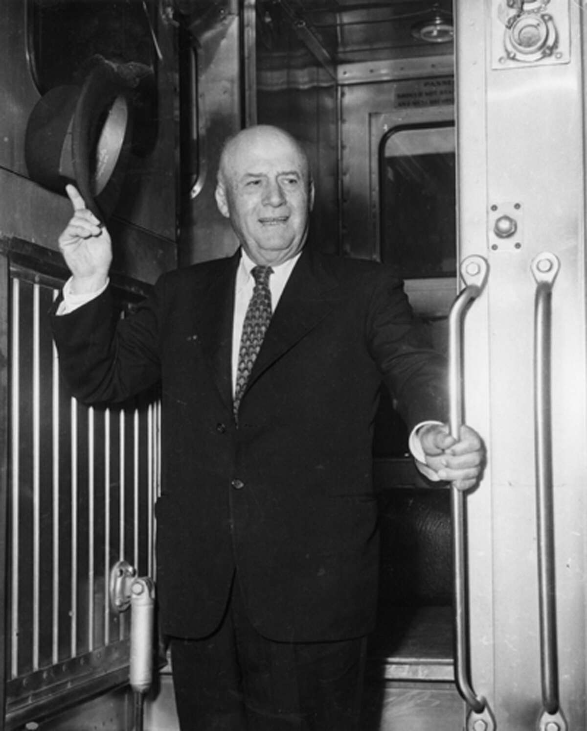 Sam Rayburn, shown on a train, was the longest-serving speaker in the House of Representatives.