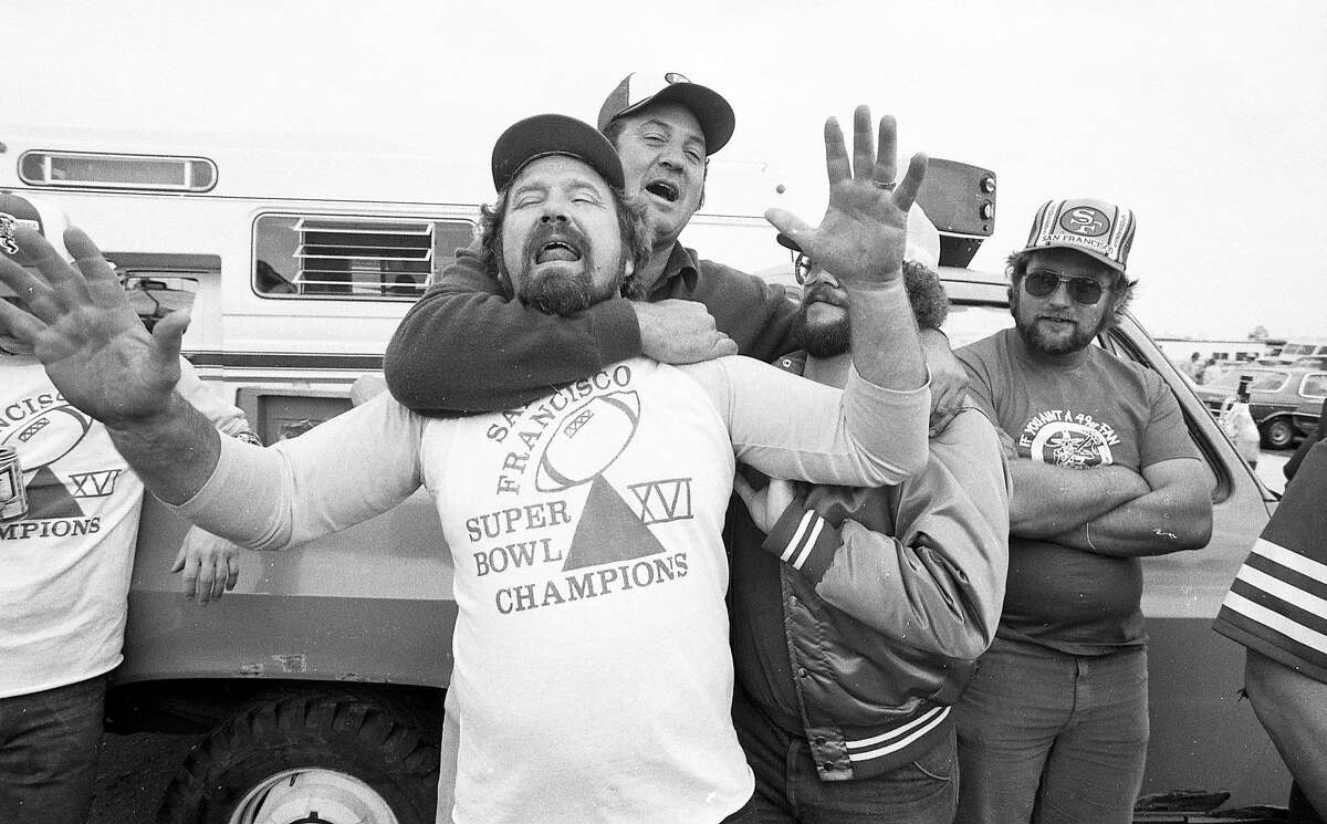 A San Francisco 49ers fan sports a Super Bowl ring hat and holds a sign  before Monday Night Football against the Chicago Bears at Candlestick Park  in San Francisco on November 19