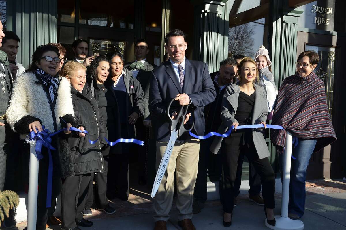 Yessica Trujillo-Macary, Mayor Ben Blake and members of the Chamber of Commerce gathered for a ribbon cutting at Los Cabos, 9 River St. Milford, CT on January 31, 2019.