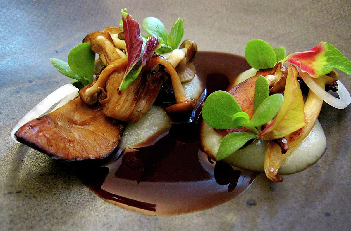 Wild mushrooms, bordelaise and parsnips from the Trans-Mexican Volcanic Belt menu at Mixtli, a progressive Mexican restaurant in Olmos Park that’s moving to Southtown this fall.