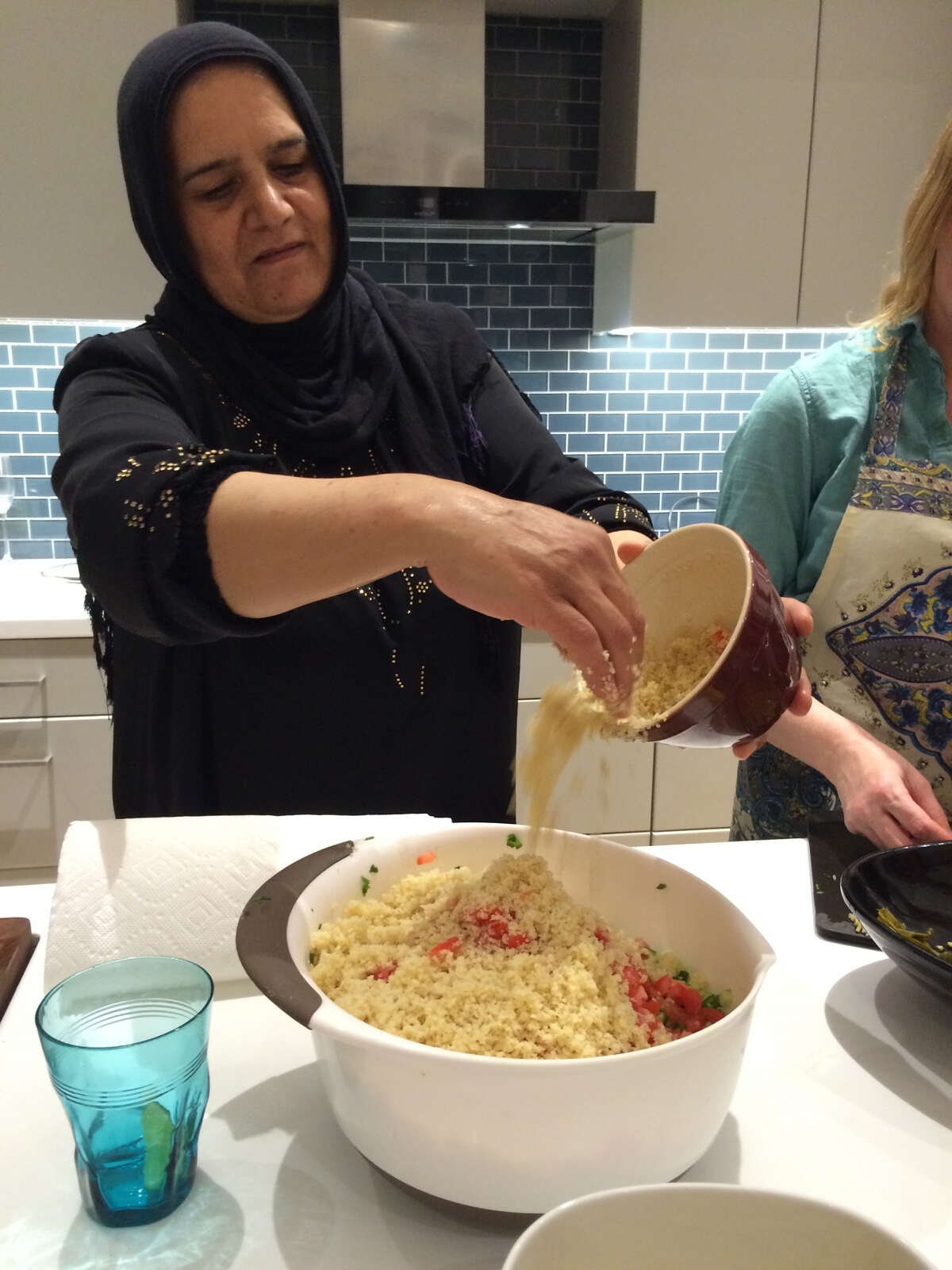 Wafdia Ibrahim prepares a traditional Syrian dish.