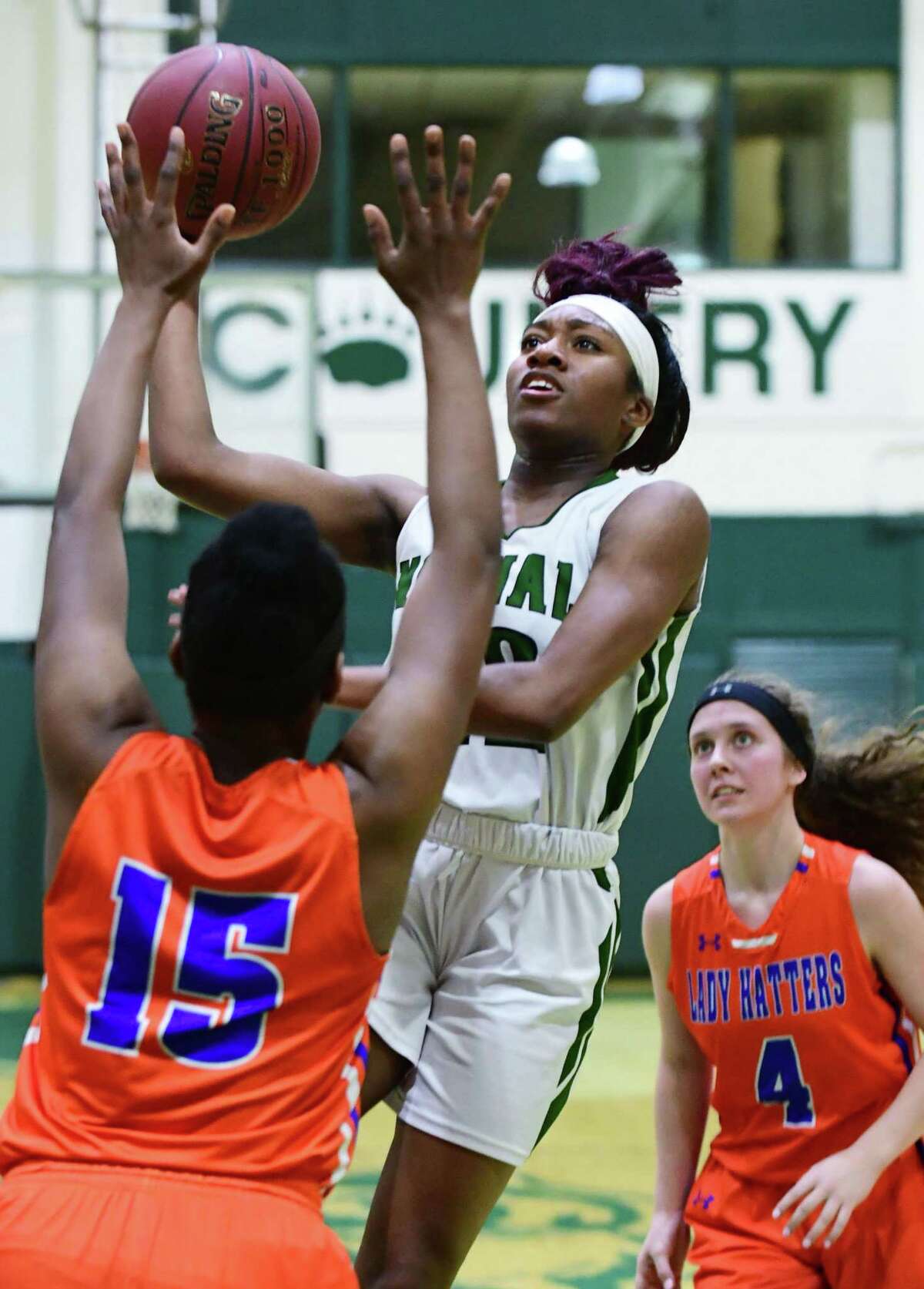 Norwalk’s Sanaa Boyd goes up for the shot in Friday’s game against Danbury.
