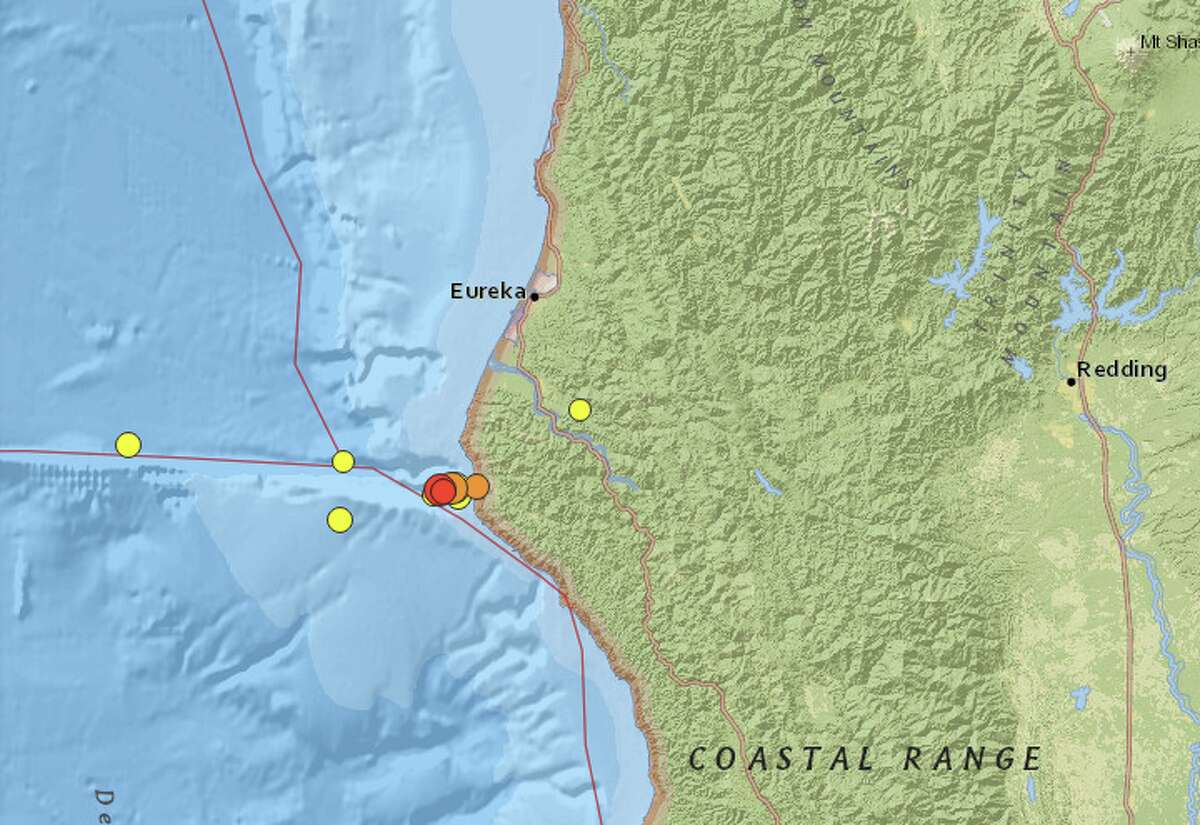 A cluster of earthquakes struck off the coast of California, near Petrolia in Humboldt County, on Saturday and Sunday.
