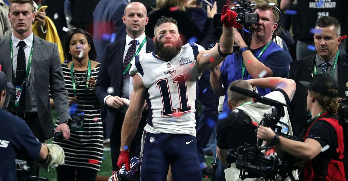 ATLANTA, GEORGIA - FEBRUARY 03: Julian Edelman #11 of the New England Patriots celebrates his teams 13-3 win over the Los Angeles Rams during Super Bowl LIII at Mercedes-Benz Stadium on February 03, 2019 in Atlanta, Georgia. (Photo by Streeter Lecka/Getty Images)
