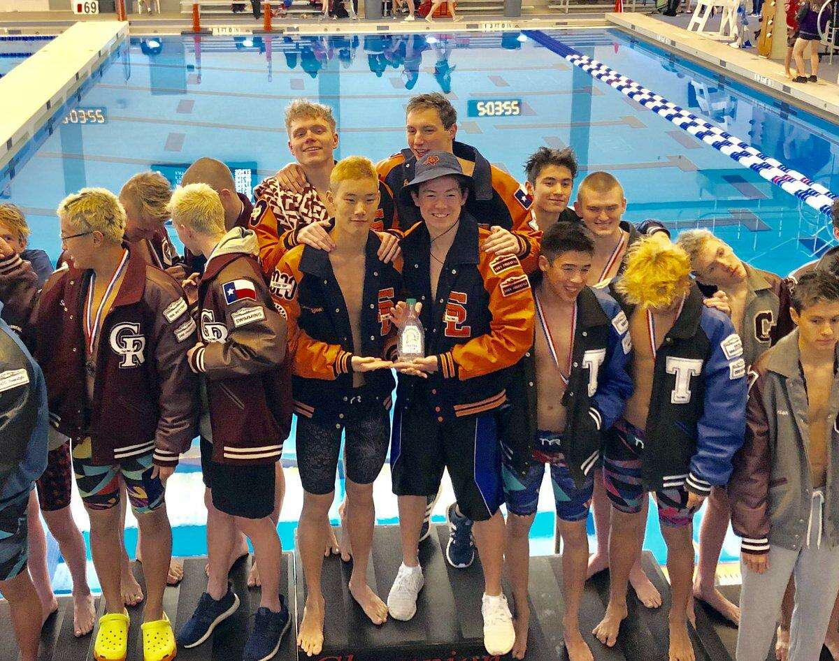 Seven Lakes, Cinco Ranch and Katy Taylor finished first, second and third in the Region V-6A boys 400-yard freestyle relay. All three qualified for the state championships, scheduled for Feb. 15-16 in Austin.