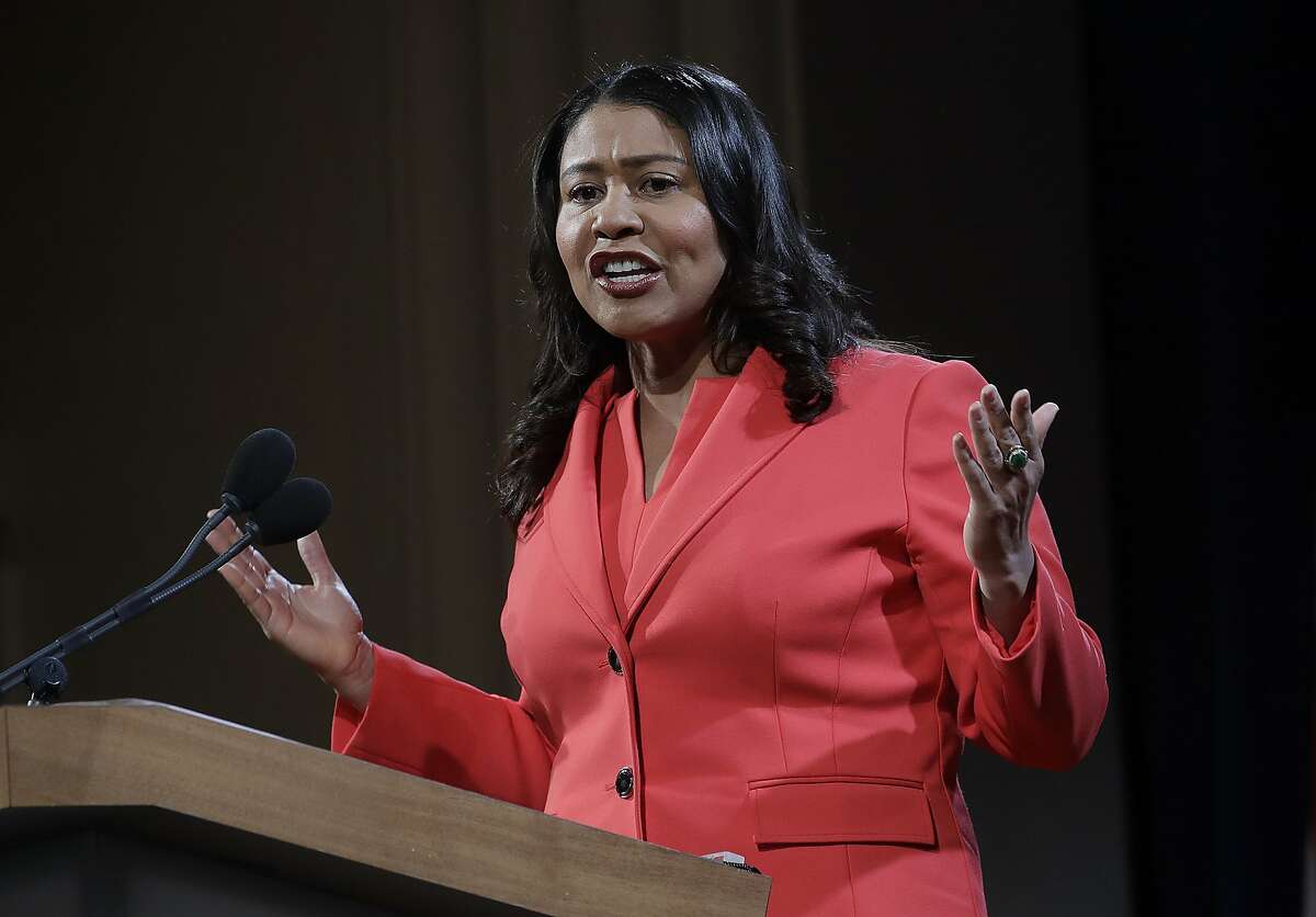 San Francisco Mayor London Breed speaks during her state of the city address in San Francisco, Wednesday, Jan. 30, 2019. (AP Photo/Jeff Chiu)