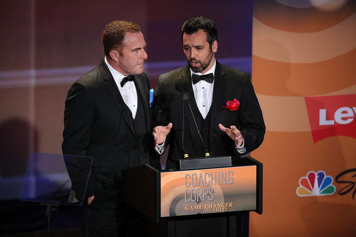 From left: NBC Sports Dave Feldman and Ahmed Fareed host the fourth annual Coaching Corps Game Changer awards at the Fairmont Hotel, Friday, Jan. 26, 2018, in San Francisco, Calif.