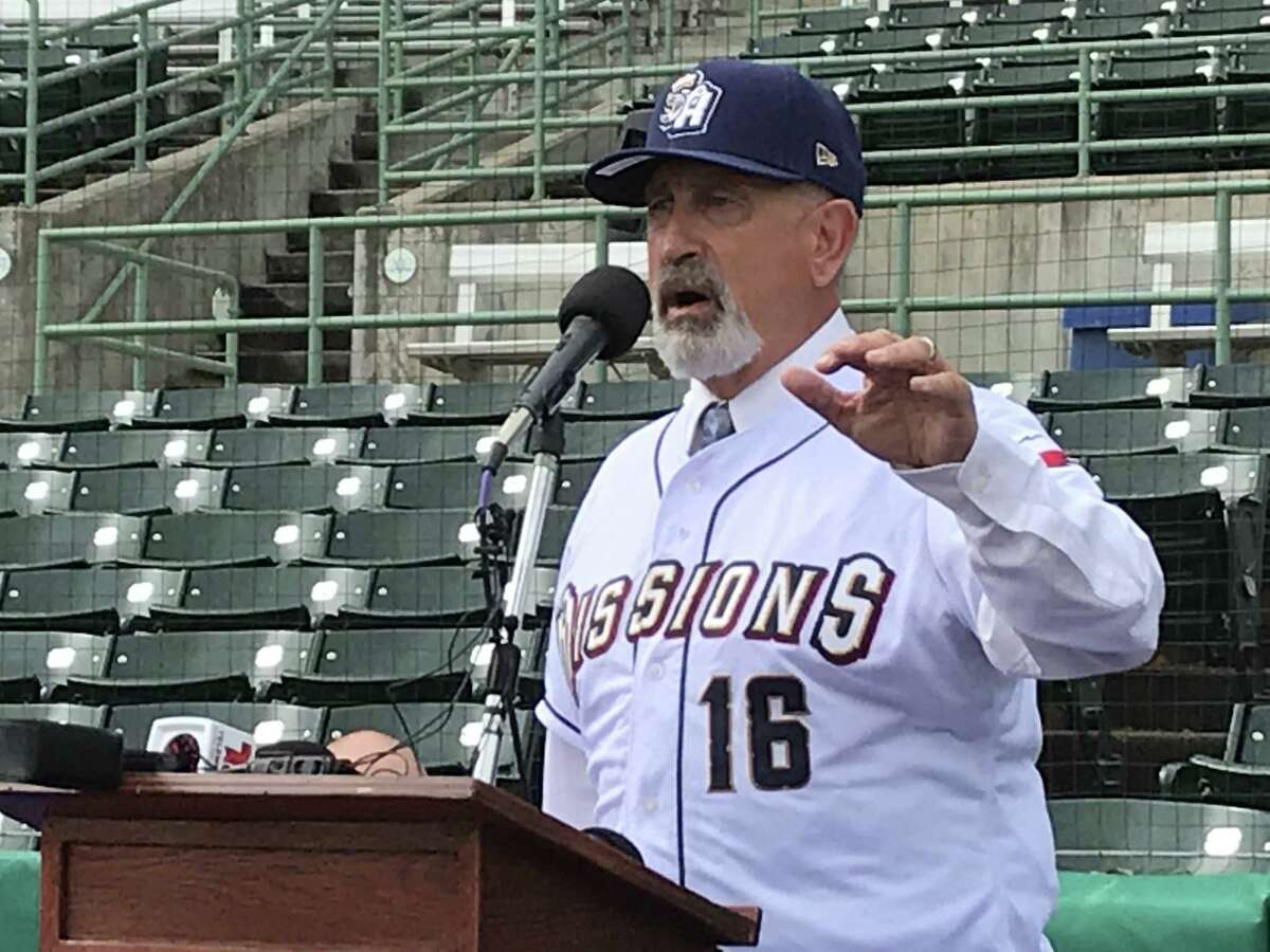 New San Antonio Missions manager Rick Sweet speaks during his introductory news conference on Tuesday at Wolff Stadium.