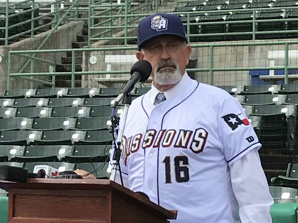 New San Antonio Missions manager Rick Sweet speaks during his introductory news conference on Tuesday at Wolff Stadium.