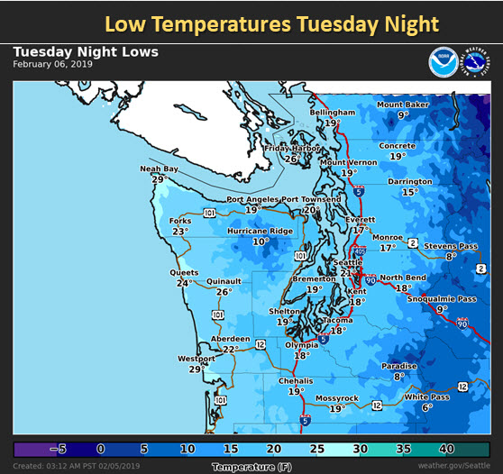 Seattle to stay cold Tuesday night, more snow possible Friday, Saturday
