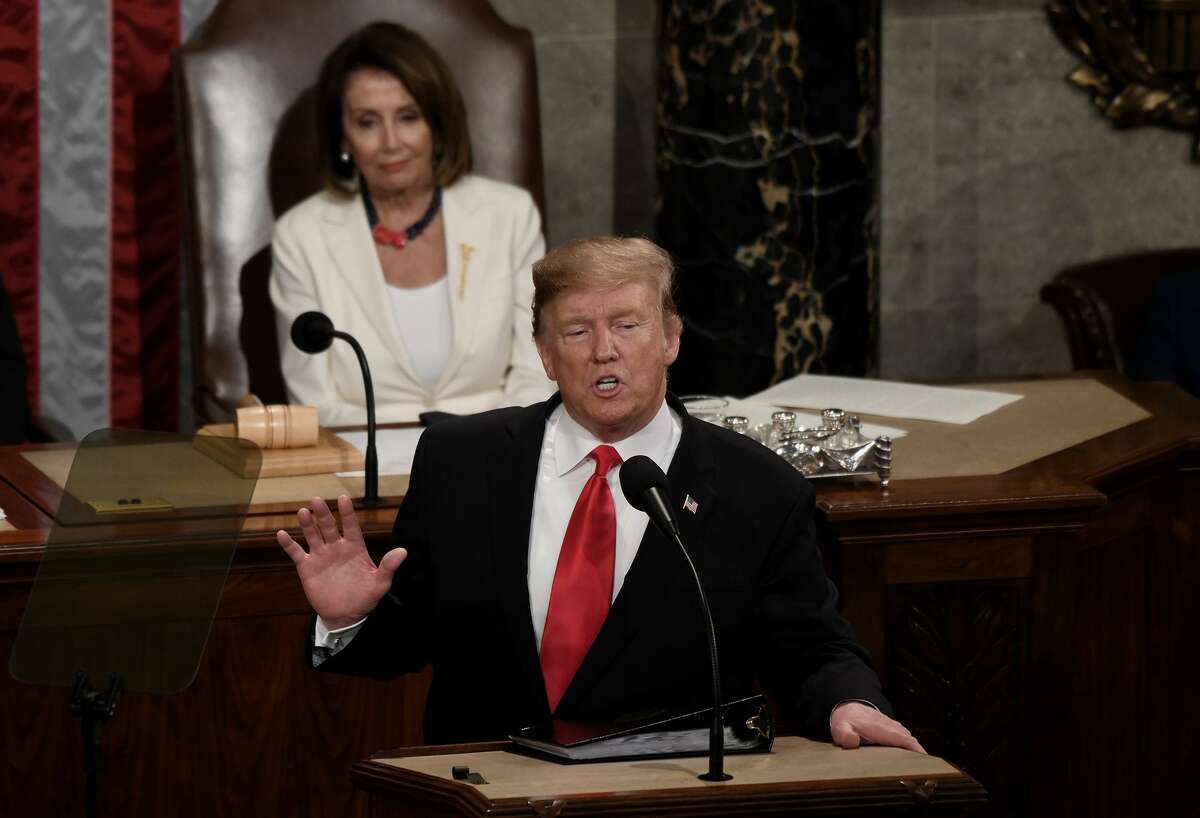 President Donald Trump delivers his State of the Union address to a joint session of the Congress on Capitol Hill in Washington, D.C., on Tuesday, Feb. 5, 2019. (Olivier Douliery/Abaca Press/TNS)