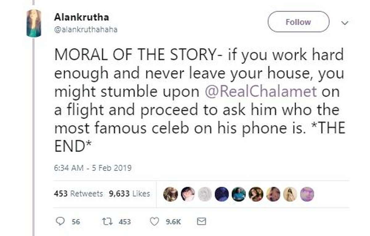 Houston woman's flight sitting next to actor Timothée Chalamet turns