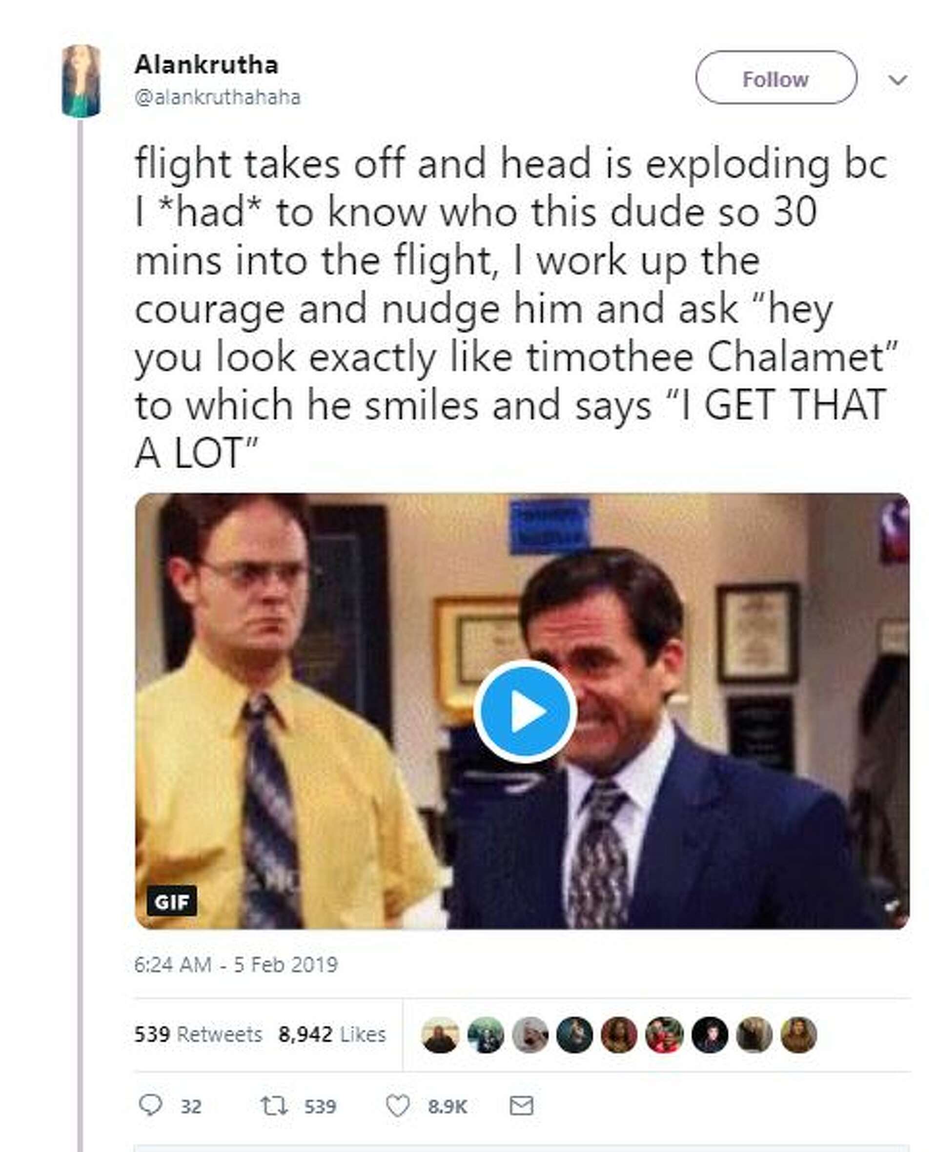 Houston woman's flight sitting next to actor Timothée Chalamet turns(02)