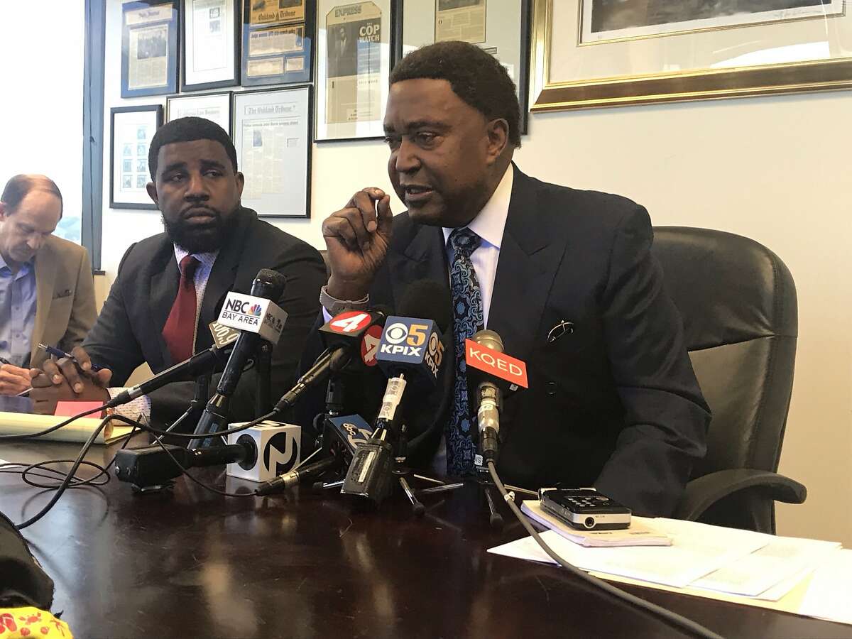 Civil rights attorney John Burris speaks about the wrongful death lawsuit filed against four Oakland police officers in March 2018.