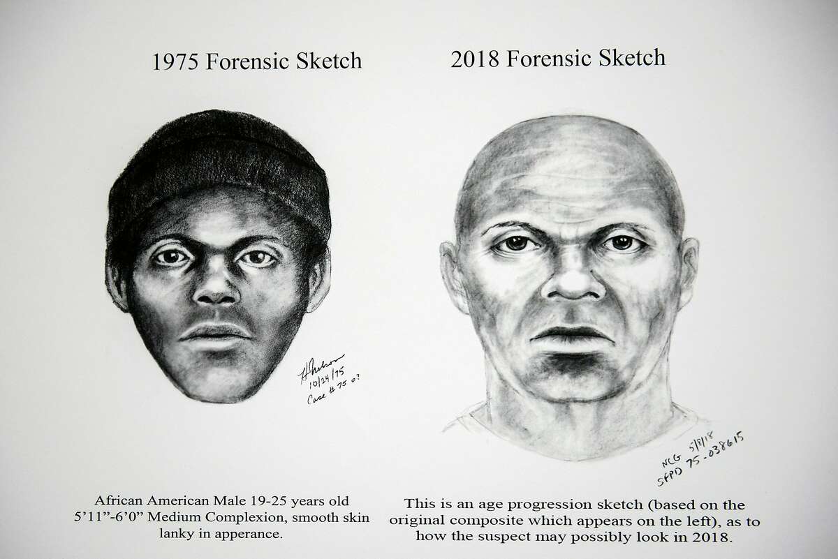 San Francisco police release an age-enhanced sketch of a man they believe to be the infamous Doodler serial killer from the 1970s during a press conference at San Francisco police headquarters in February 2019.