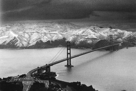 It snowed one to two inches on San Francisco streets in Feb. 5, 1976, dusting the Marin Headlands, just north of the Golden Gate Bridge.