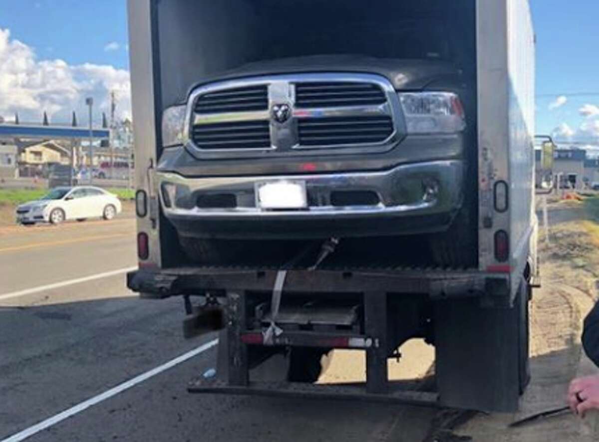 A CHP officer on Highway 99 pulled over this tightly packed truck Tuesday after seeing its cargo moving back and forth.