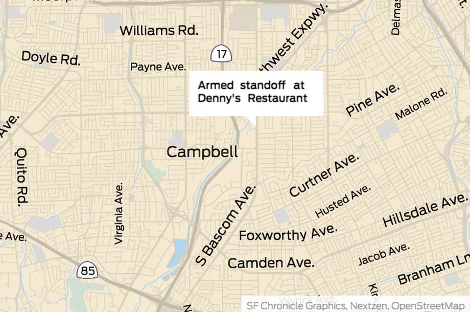 Armed standoff at Denny's Restaurant in Campbell. Photo: SFGate