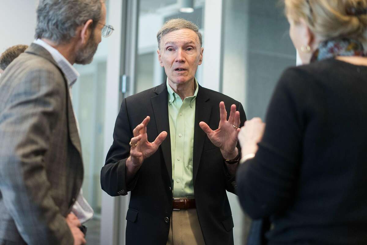 Richard Shortell speaks to meeting attendees at the UC Berkeley School of Public Health in Berkeley, Calif. on Friday, Feb. 8, 2019. UC Berkeley Petris health policy experts are releasing a proposal on how to reach universal health care coverage in California.