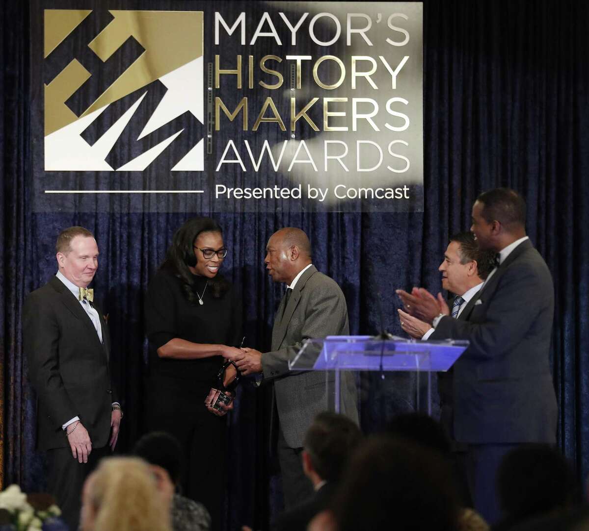 Honoree Tiffany Sanders during the Mayor Sylvester Turner's second annual History Makers Awards at the Houstonian Hotel, Friday, Feb. 8, 2019, in Houston.