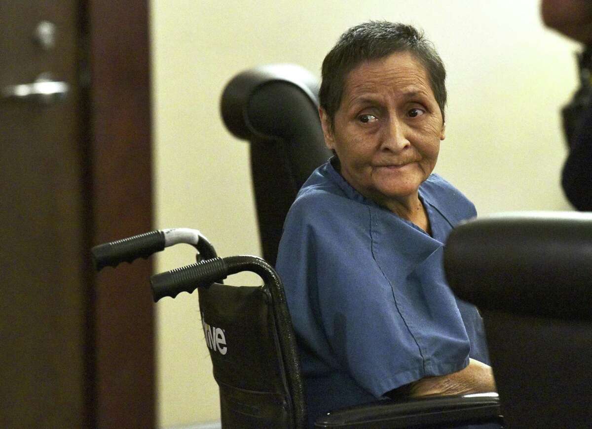 Beatrice Sampayo, 64, who is accused of helping cover up the death of her 8-month-old grandson, King Jay Davila, listens during a bond hearing at which her bond was reduced from $250,000 to $50,000 by Judge Andrew Carruthers in Magistrate Court on Friday, Feb. 8, 2019.