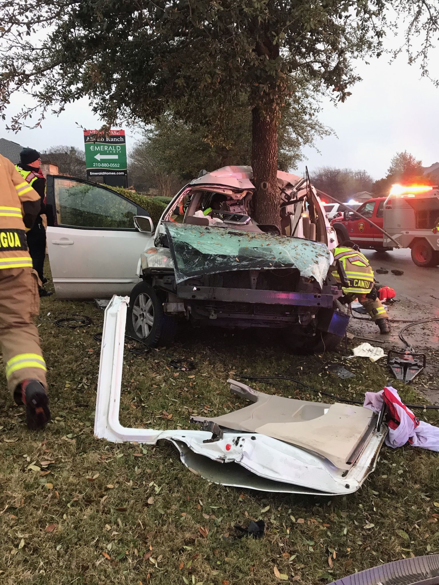 Vehicle wraps around tree after teenagers crash in the Northwest Side