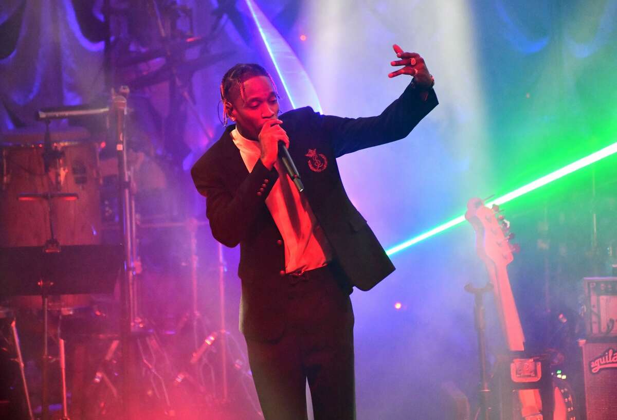 BEVERLY HILLS, CALIFORNIA - FEBRUARY 09: Musician Travis Scott performs onstage during The Recording Academy and Clive Davis' 2019 Pre-GRAMMY Gala Show at The Beverly Hilton Hotel on February 09, 2019 in Beverly Hills, California. (Photo by Scott Dudelson/Getty Images)